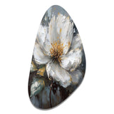 Vibrant White Grey Peony Flower - Asymmetric Metal Wall Art