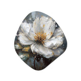 Vibrant White Grey Peony Flower - Asymmetric Metal Wall Art