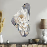 Emotions Of White Gold Peony Flower I - Asymmetric Metal Wall Art