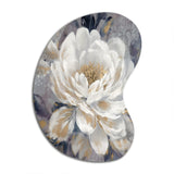 Emotions Of White Gold Peony Flower I - Asymmetric Metal Wall Art