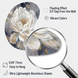 Emotions Of White Gold Peony Flower I - Asymmetric Metal Wall Art