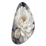 Emotions Of White Gold Peony Flower I - Asymmetric Metal Wall Art