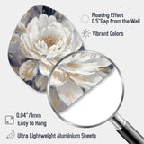 Emotions Of White Gold Peony Flower I - Asymmetric Metal Wall Art