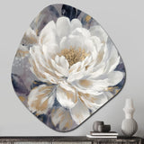 Emotions Of White Gold Peony Flower I - Asymmetric Metal Wall Art