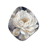 Emotions Of White Gold Peony Flower I - Asymmetric Metal Wall Art