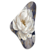 Emotions Of White Blue Peony Flower III - Asymmetric Metal Wall Art