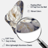 Emotions Of White Blue Peony Flower III - Asymmetric Metal Wall Art