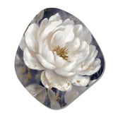 Emotions Of White Blue Peony Flower III - Asymmetric Metal Wall Art