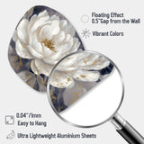 Emotions Of White Blue Peony Flower III - Asymmetric Metal Wall Art