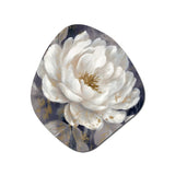 Emotions Of White Blue Peony Flower III - Asymmetric Metal Wall Art