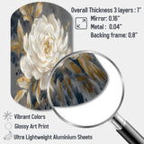 Emotions Of White Gold Peony Flower II - Asymmetric Metal Wall Art