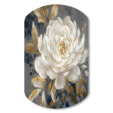 Emotions Of White Gold Peony Flower II - Asymmetric Metal Wall Art