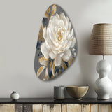 Emotions Of White Gold Peony Flower II - Asymmetric Metal Wall Art