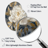 Emotions Of White Gold Peony Flower II - Asymmetric Metal Wall Art