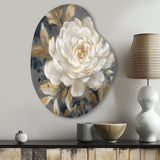 Emotions Of White Gold Peony Flower II - Asymmetric Metal Wall Art