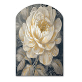 Emotions Of White Gold Peony Flower III - Asymmetric Metal Wall Art