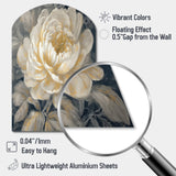 Emotions Of White Gold Peony Flower III - Asymmetric Metal Wall Art