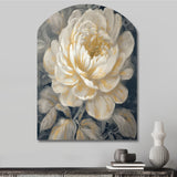 Emotions Of White Gold Peony Flower III - Asymmetric Metal Wall Art