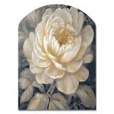 Emotions Of White Gold Peony Flower III - Asymmetric Metal Wall Art