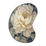 Emotions Of White Gold Peony Flower III - Asymmetric Metal Wall Art