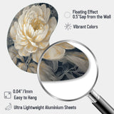 Emotions Of White Gold Peony Flower III - Asymmetric Metal Wall Art