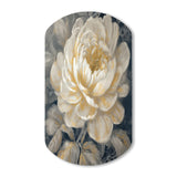 Emotions Of White Gold Peony Flower III - Asymmetric Metal Wall Art