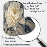 Emotions Of White Gold Peony Flower III - Asymmetric Metal Wall Art