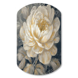 Emotions Of White Gold Peony Flower III - Asymmetric Metal Wall Art