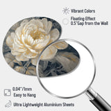 Emotions Of White Gold Peony Flower III - Asymmetric Metal Wall Art