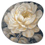 Emotions Of White Gold Peony Flower III - Asymmetric Metal Wall Art