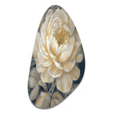 Emotions Of White Gold Peony Flower III - Asymmetric Metal Wall Art