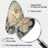 Emotions Of White Gold Peony Flower III - Asymmetric Metal Wall Art