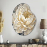 Emotions Of White Gold Peony Flower III - Asymmetric Metal Wall Art