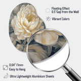 Emotions Of White Gold Peony Flower III - Asymmetric Metal Wall Art