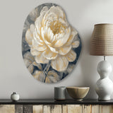 Emotions Of White Gold Peony Flower III - Asymmetric Metal Wall Art