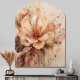 Emotions Of Beige Red Peony Flower I - Asymmetric Metal Wall Art