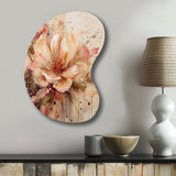 Emotions Of Beige Red Peony Flower I - Asymmetric Metal Wall Art