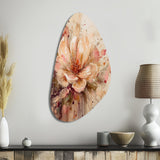 Emotions Of Beige Red Peony Flower I - Asymmetric Metal Wall Art