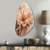 Emotions Of Beige Red Peony Flower I - Asymmetric Metal Wall Art