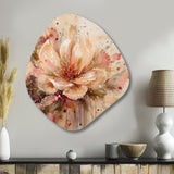 Emotions Of Beige Red Peony Flower I - Asymmetric Metal Wall Art