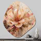 Emotions Of Beige Red Peony Flower I - Asymmetric Metal Wall Art