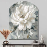 White Grey Peony Blooms In Motion I - Asymmetric Metal Wall Art