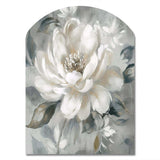 White Grey Peony Blooms In Motion I - Asymmetric Metal Wall Art