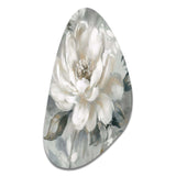 White Grey Peony Blooms In Motion I - Asymmetric Metal Wall Art