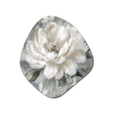 White Grey Peony Blooms In Motion I - Asymmetric Metal Wall Art