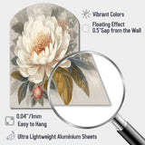 White Grey Peony Blooms In Motion III - Asymmetric Metal Wall Art