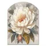 White Grey Peony Blooms In Motion III - Asymmetric Metal Wall Art