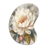 White Grey Peony Blooms In Motion III - Asymmetric Metal Wall Art