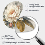 White Grey Peony Blooms In Motion III - Asymmetric Metal Wall Art