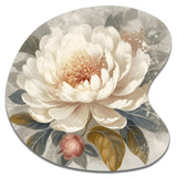 White Grey Peony Blooms In Motion III - Asymmetric Metal Wall Art